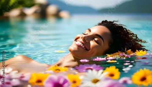 woman in pool wallnes water face portrait beautiful smile smiling 