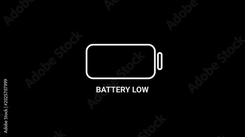 Mobile phone battery fast charging animation with alpha channel, abstract low battery charg status indicator animation in futuristic glowing polygonal style, digital battery charge 4k animation.