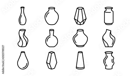 Fotografía Modern vase icon vector set with contemporary home decor illustrations isolated