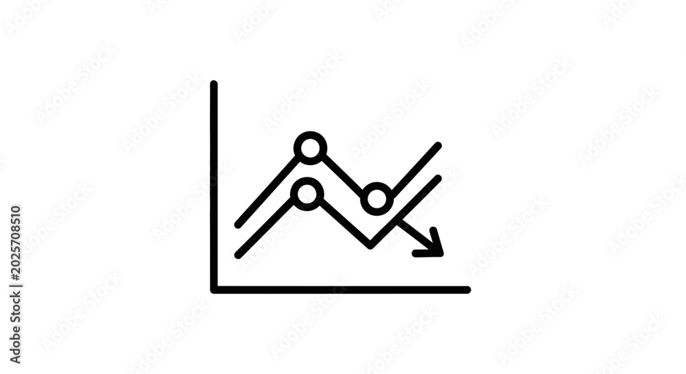 Obraz premium Line graph showing declining trend and arrow indicating decrease, business analytics concept