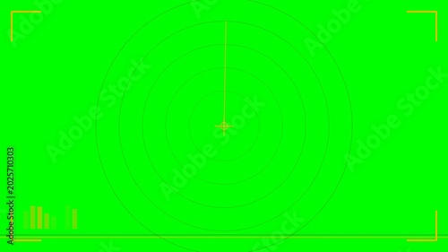Camera viewfinder display with targeting crosshairs on a vibrant green screen suggests a digital overlay ready for compositing.