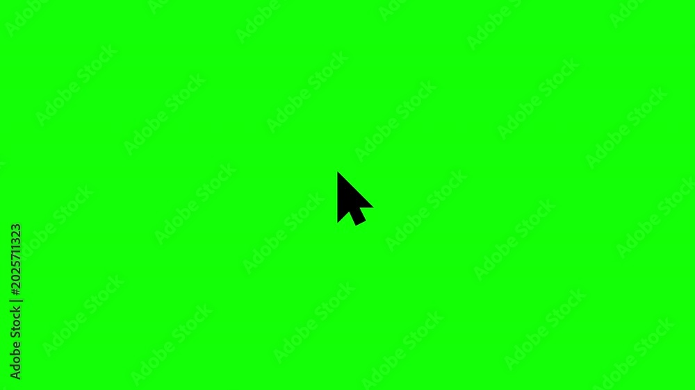 Black mouse cursor with single click animation on green screen ...