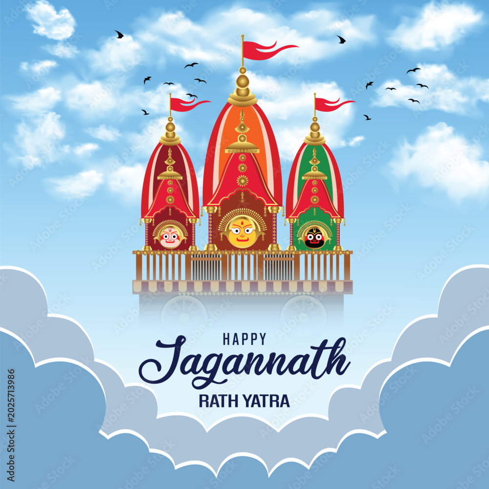 Fototapeta premium Happy Jagannath Rath Yatra Festival Illustration