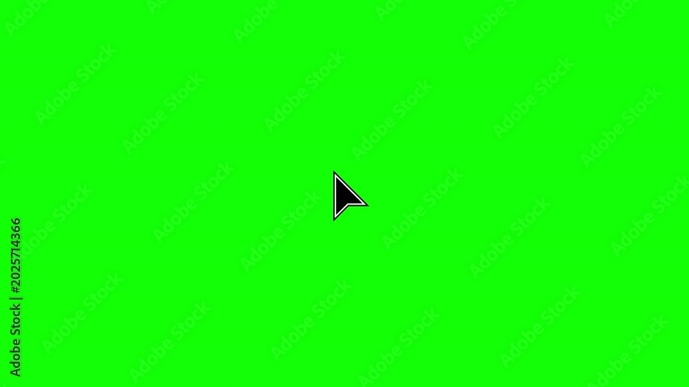 Mouse cursor pointer idle on green screen background. Static UI arrow ...