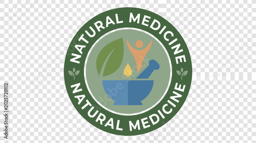 Bild auf Leinwand Natural medicine logo with mortar and pestle.
