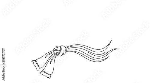 Minimalist Line Art Vector Illustration of a Decorative Fabric Knot