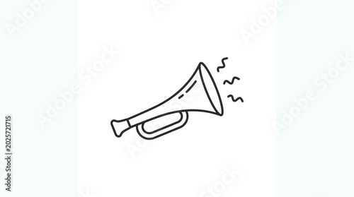 Minimalist Line Art Trumpet Icon for Announcement and Sound Concepts