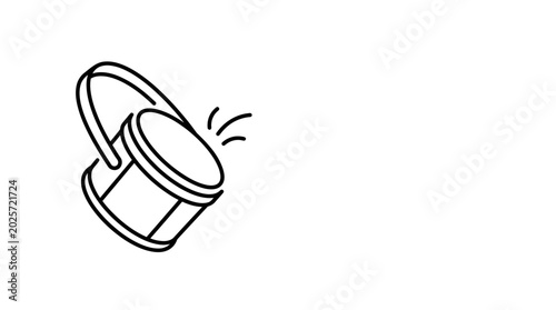 Minimalist Line Art Vector Illustration of a Handheld Drum