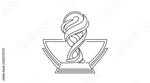 Minimalist Line Art Vector Trophy Award Icon