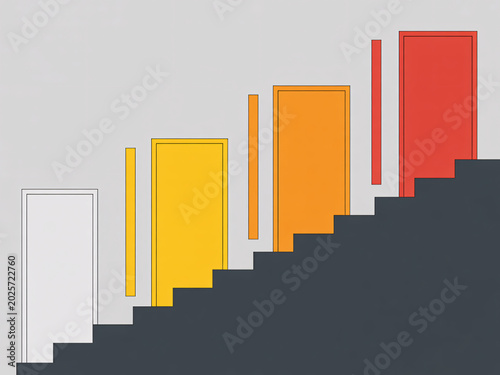 Business growth chart with colorful bars on stairs, success and progress concept for marketing and finance