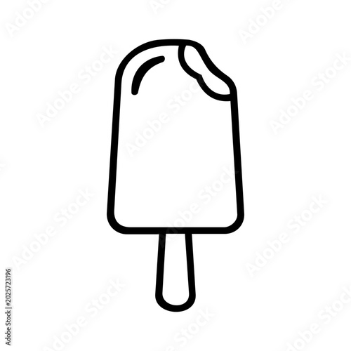 Minimal ice cream outline icon set with cone, popsicle, sundae, and soft serve illustrations. Modern black and white vector collection isolated on white background.