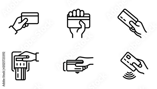 Cuadro en lienzo Minimalist Credit Card Payment Icons Set for Financial Transactions