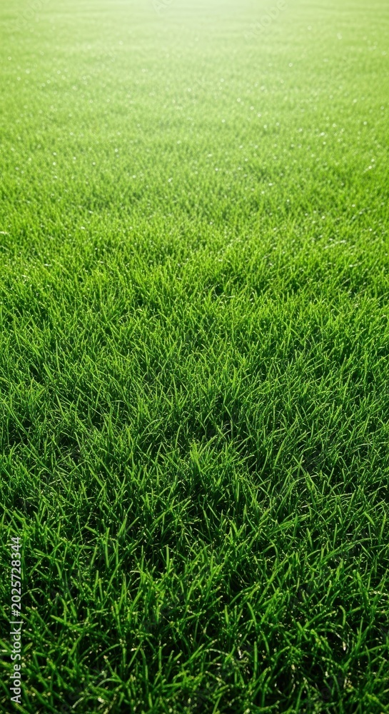 Obraz premium Dense, vibrant green turf forming a thick natural carpet under bright sunlight, perfect for landscape design backgrounds, healthy, foliage, nature