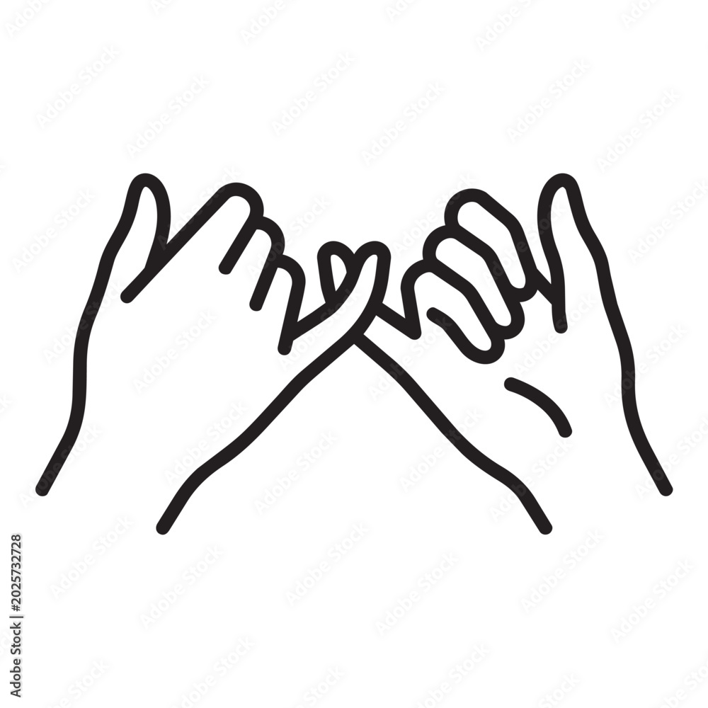 Fototapeta premium Pinky promise hands illustration with friendship connection agreement commitment illustration