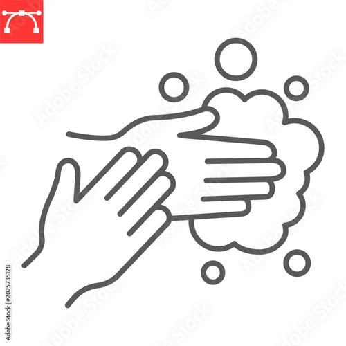 Quadro su tela Hand washing line icon, hygiene and infection prevention medical sign, washing h
