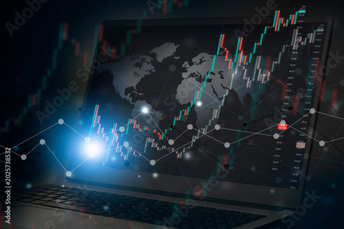 finance trading chart on laptop