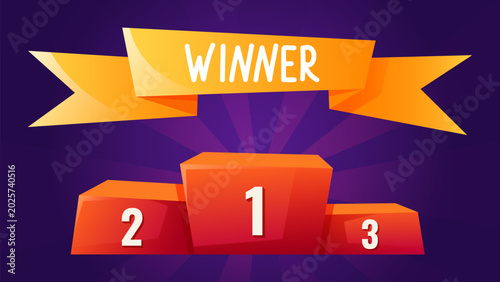 Quadro em tela Vector illustration of a winner's podium for first, second, and third place