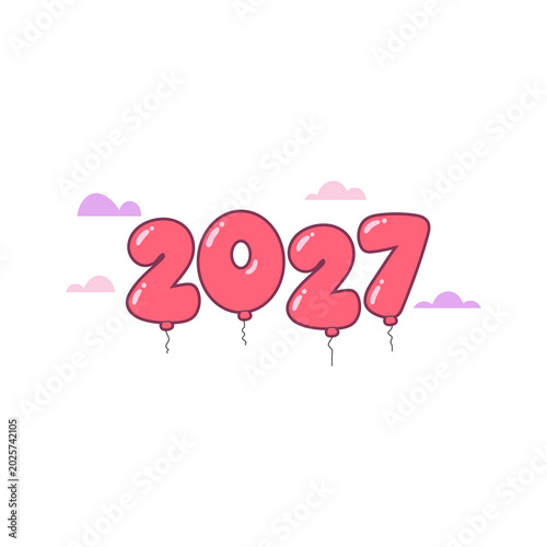 photo  - Creative 2027 Typography Collection Set with Modern Colorful 3D New Year Design Elements