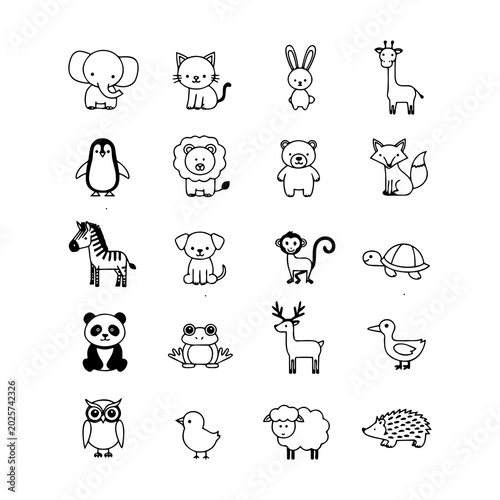 Foto Coloring page collection featuring various cute baby animals