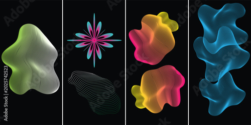 Abstract Gradient Wave Shapes Vector Set