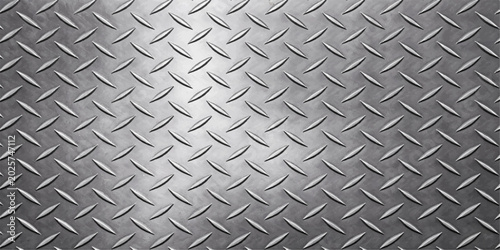 Bild auf Leinwand Diamond plate steel texture with raised pattern, metallic finish, reflective sur