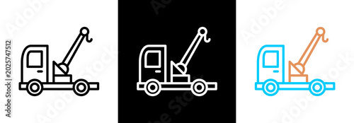 Schilderij op canvas Tow Truck on white and black background