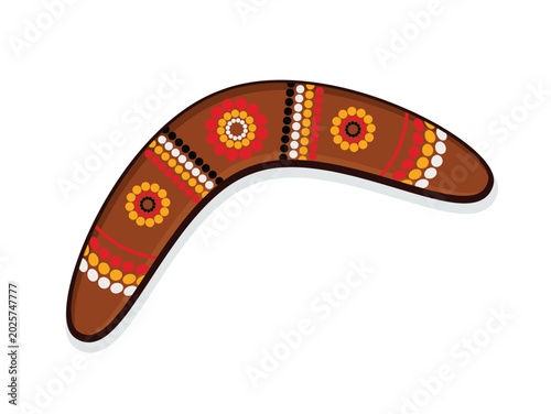 Tableau sur toile Australian wooden boomerang vector illustration