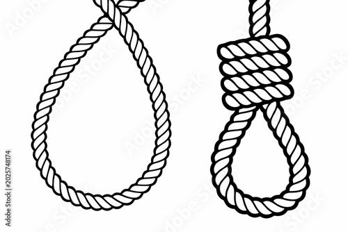 Noose, hangman's knot, rope nooses, hanging loops, vector illustrations
