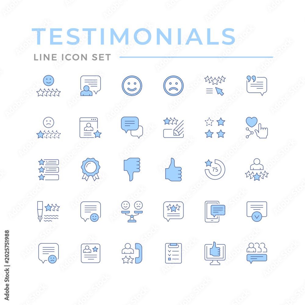 Fototapeta premium Set color line icons of testimonials