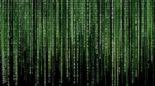 Obraz na płótnie green binary code rain with glowing retro digital screen aesthetic