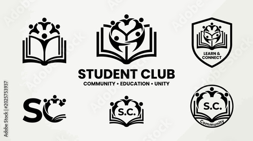 Student club education community logo icons.