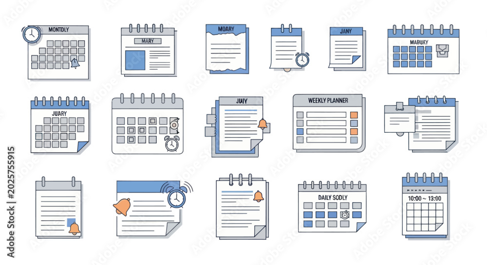 Fototapeta premium Calendar and Planner Icon Set