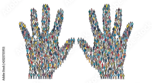 Hands Formed by Crowd of People Vector Illustration