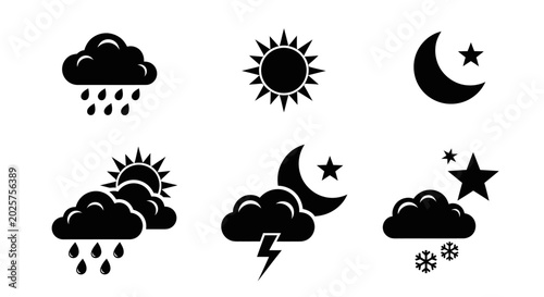 Schilderij op canvas Weather Icon Set
