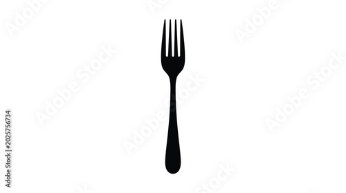 Black fork silhouette against a white background simple cutlery shape silhouette