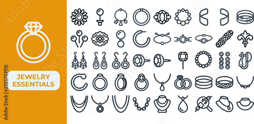 Photos Jewelry Item and Accessory outline icon set