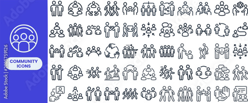 Bild auf Leinwand Community and People Group outline icon set