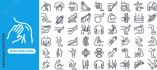 Foto Body Pain and Anatomy outline icon set