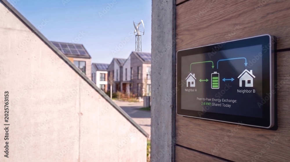 Fototapeta premium Interfaz digital táctil para sistema de energía compartida vecinal