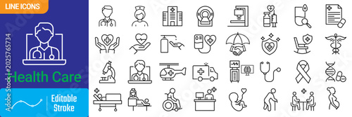 Φωτογραφία Health care line icon set