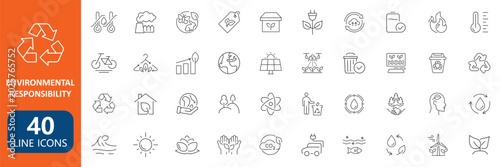 Tableau sur toile Environmental Responsibility Icon Set Sustainability Eco Friendly Green Energy R