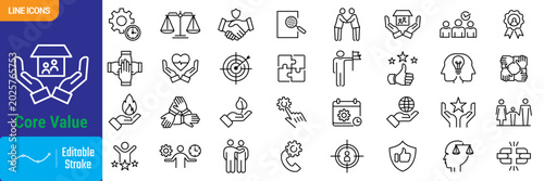 Φωτογραφία Core value line icon set