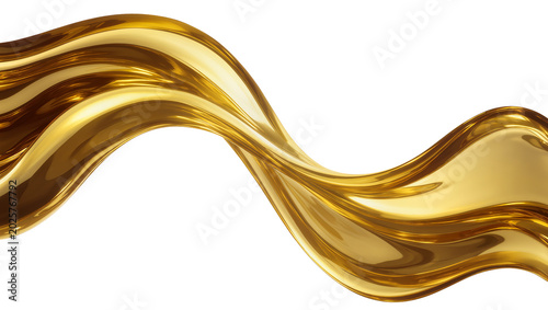 Foto Golden liquid metal wave flowing smoothly, isolated on transparent background