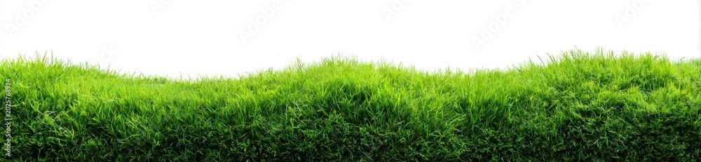 Obraz premium Lush green grass field isolated on white background