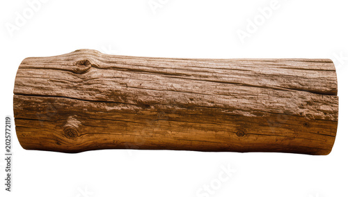 Photos Weathered rough brown tree trunk section with knots, isolated on transparent bac