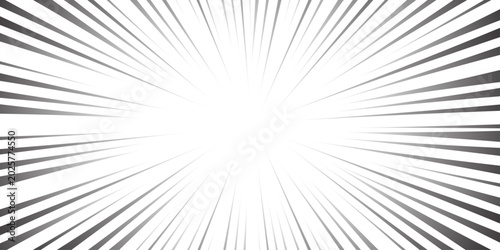 Manga speed burst frame. Radial anime speed lines. Crash zoom effect for comic book. Radial lines overlay template. Manga burst frame. Cartoon boom effect. Vector illustration on white background.