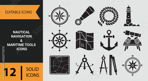 Obraz na płótnie Nautical navigation maritime tools collection for sea exploration and ocean trav