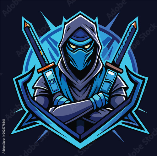 Billede på lærred logo vector illustration mascot ninja assassin gaming