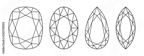 Quadro su tela Cushion, Marquise, Pear, Oval diamond cut shape