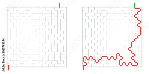20*20 Maze puzzle with starting and ending points illustrated in sections  
